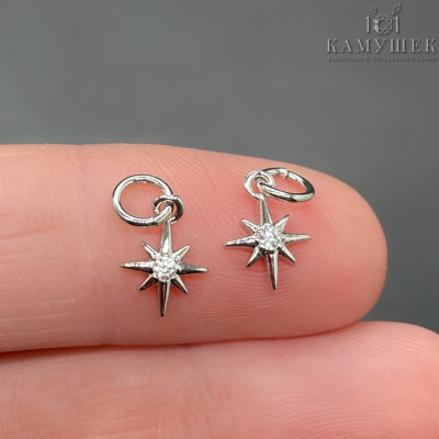 9,7*7мм,цвет серебро,Подвеска Северная звезда мини циркон