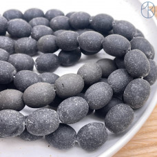 Агат черный матовый галтовка 18х15 мм