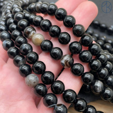 Агат черный с прожилками 10 мм