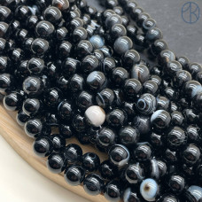 Агат черный с прожилками 10 мм