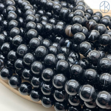 Агат черный с прожилками 14 мм