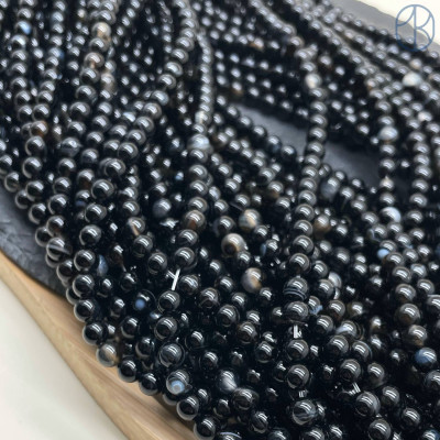 Агат черный с прожилками 6 мм