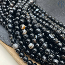 Агат черный с прожилками 8 мм