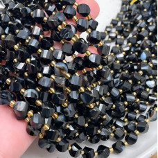 Агат черный с прожилками крученая огранка 8 мм