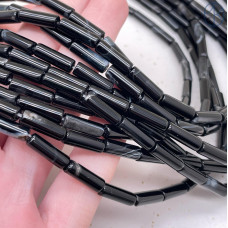 Агат черный с прожилками трубочки 13х4 мм