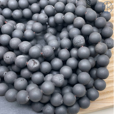 Агат черный тонированный с друзой 10 мм