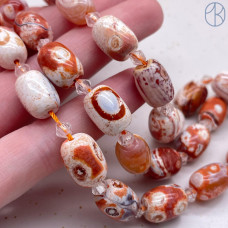 Агат Crazy lace бочонок ~ 13х9 мм 
