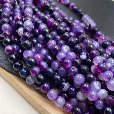 Агат фиолетовый (тонированный) 8 мм 