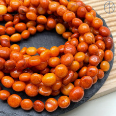 Агат галтовка темно-оранжевый (тонированный) ~ 9-14 мм