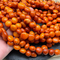 Агат галтовка темно-оранжевый (тонированный) ~ 9-14 мм