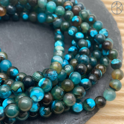 Агат голубой микс тонированный 8 мм