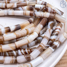 Агат коричнево-белый цилиндр 15х8 мм 