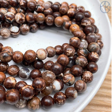 Агат коричневый с узором №7 10 мм