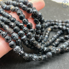 Агат Кракле черный мелкая огранка (128 граней) 6 мм