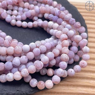 Агат кракле серо-розовый 8 мм
