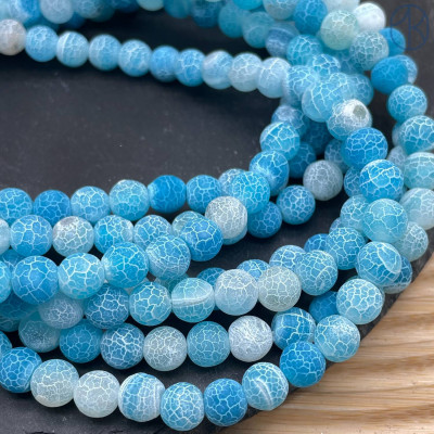 Агат кракле светло-голубой №1 8 мм