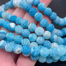 Агат кракле светло-голубой №1 8 мм
