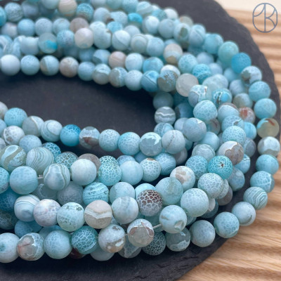 Агат кракле светло-голубой 8 мм