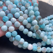 Агат кракле светло-голубой 8 мм