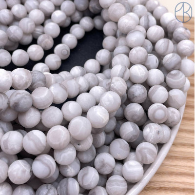 Агат кружевной белый матовый 10 мм