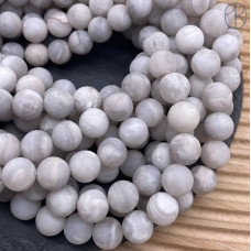 Агат кружевной белый матовый 12 мм