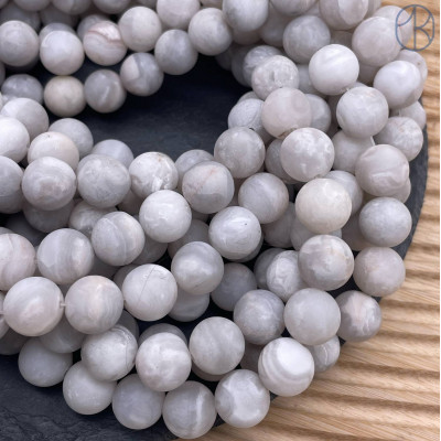 Агат кружевной белый матовый 12 мм