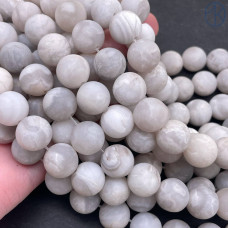 Агат кружевной белый матовый 12 мм