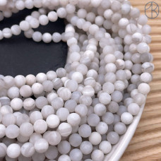 Агат кружевной белый матовый 6 мм