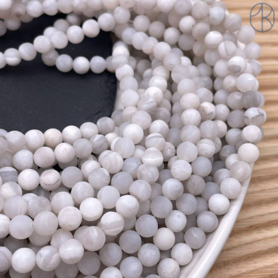 Агат кружевной белый матовый 6 мм