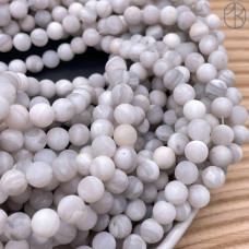 Агат кружевной белый матовый 8 мм