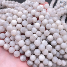 Агат кружевной белый матовый 8 мм