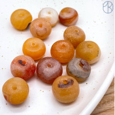 Агат матовый темно-желтый рондель 14х10 мм штучно