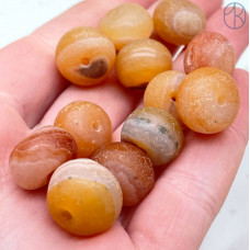 Агат матовый темно-желтый рондель 14х10 мм штучно