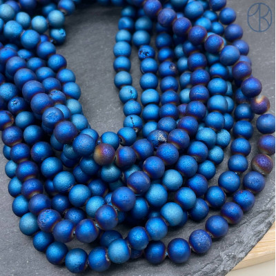 Агат микс №2 тонированный с друзой 6 мм