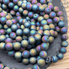 Агат микс тонированный с друзой 8 мм