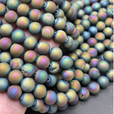 Агат микс тонированный с друзой 8 мм