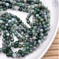 Агат моховой А качество мелкая огранка 6 мм (128 граней)