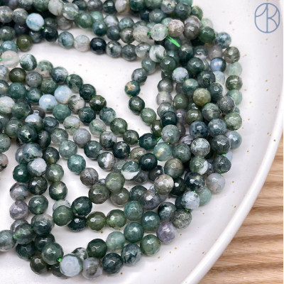 Агат моховой А качество мелкая огранка 6 мм (128 граней)