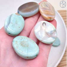 Агат серо-зеленый овал 24х34 мм штучно