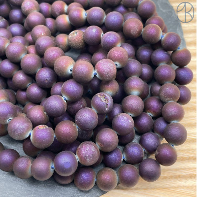 Агат темно-сиреневый тонированный с друзой 10 мм