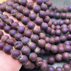 Агат темно-сиреневый тонированный с друзой 10 мм