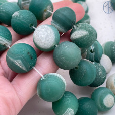 Агат зеленый матовый тонированный ~ 15-17 мм 