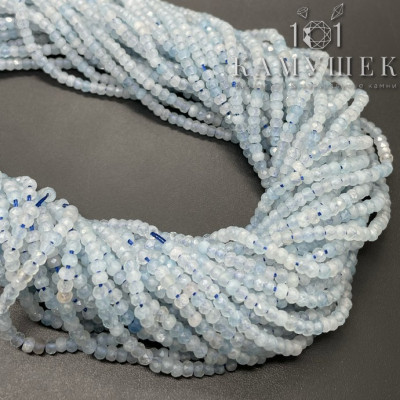 Аквамарин микроогранка рондели 2х3 мм