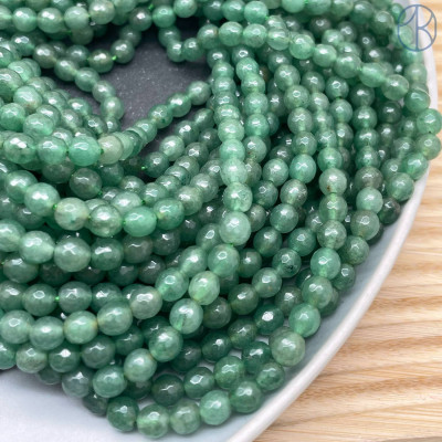 Авантюрин зеленый мелкая огранка 6 мм (128 граней)