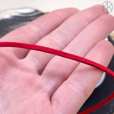 Бархатный (замшевый) шнур красный 2,5х1,5 мм