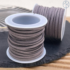 Бархатный (замшевый) шнур серый 2,5х1,5 мм