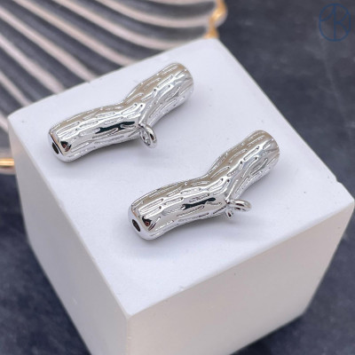 Бейл-бусина фриформ, цвет серебро 25х6 мм