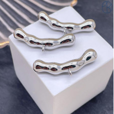 Бейл-бусина фриформ, цвет серебро 30х6 мм