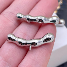 Бейл-бусина фриформ, цвет серебро 30х6 мм