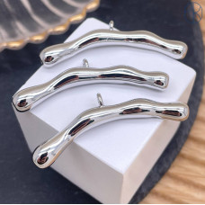 Бейл-бусина фриформ, цвет серебро 45х6 мм